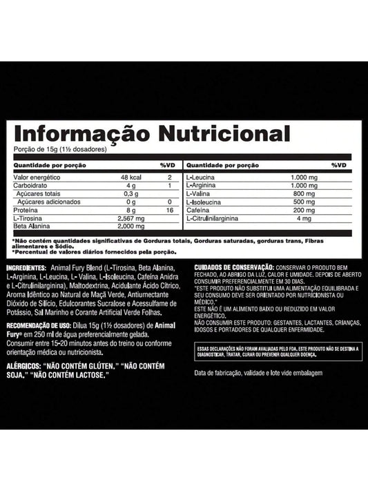 ANIMAL FURY PRE WORKOUT 450G MAv A VERDE