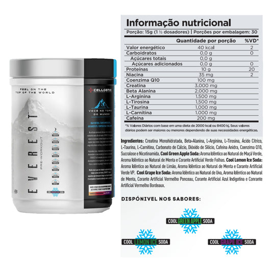 Pré-Treino Everest + COQ10 450g Maçã Verde | Cellgenix