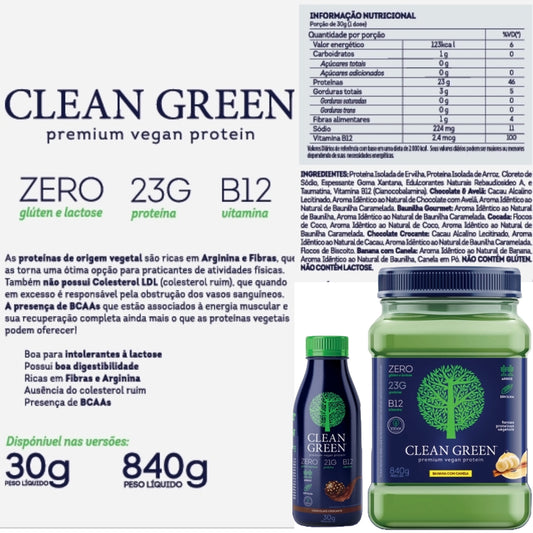 Clean Green Protein 840g Chocolate Crocante - Proteína Vegana | Cellgenix