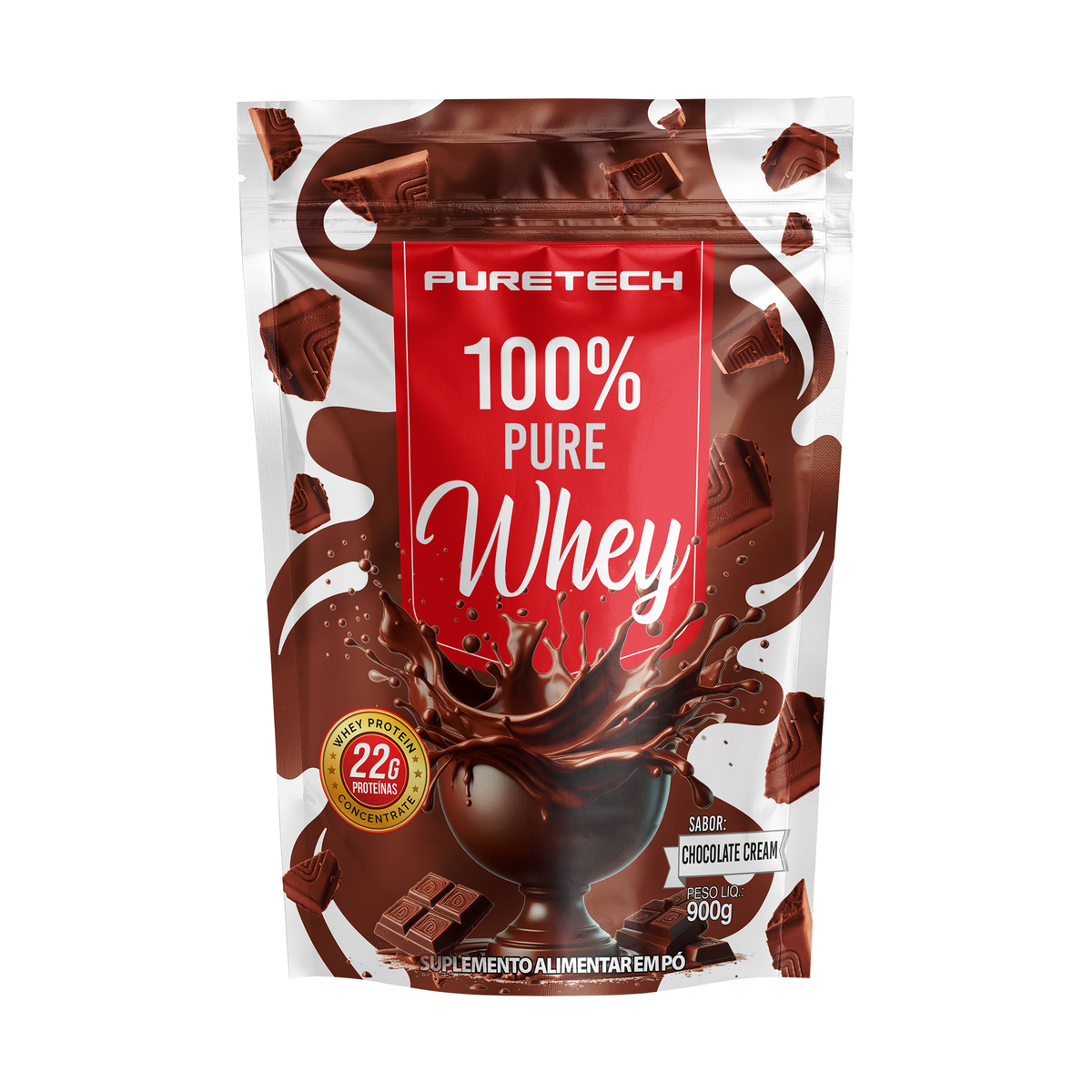 100% Pure Whey 900g (Refil) - Chocolate | Puretech