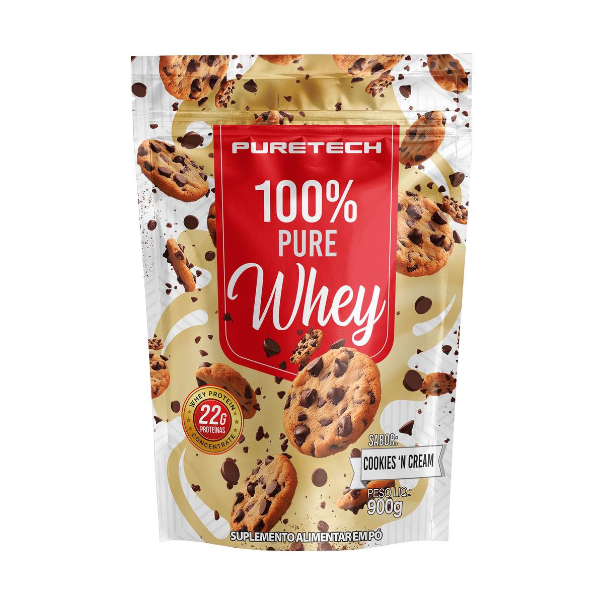 100% Pure Whey 900g (Refil) - Cookies & Cream | Puretech