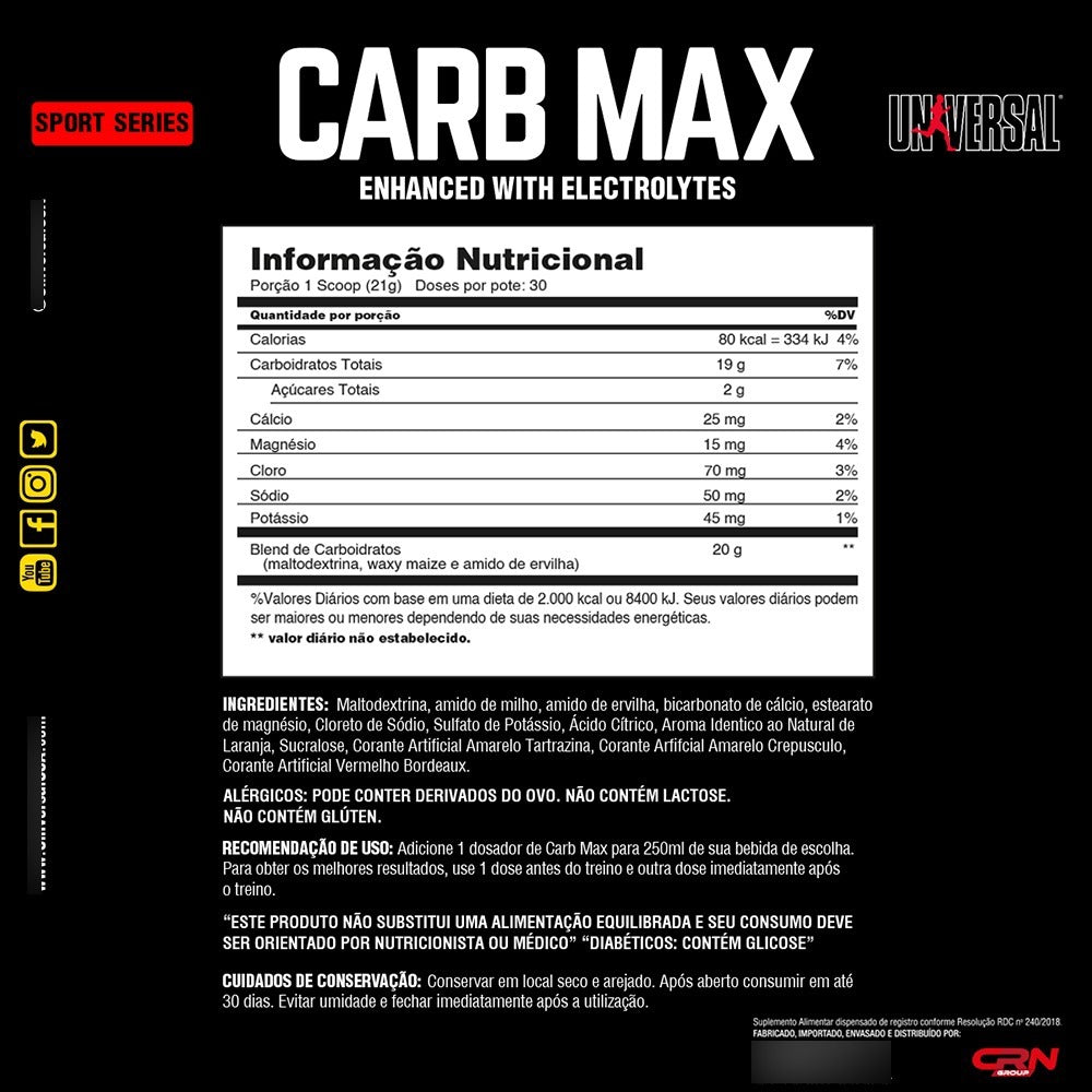 Carb Max 632g - Laranja | Blend de Carboidratos | Universal