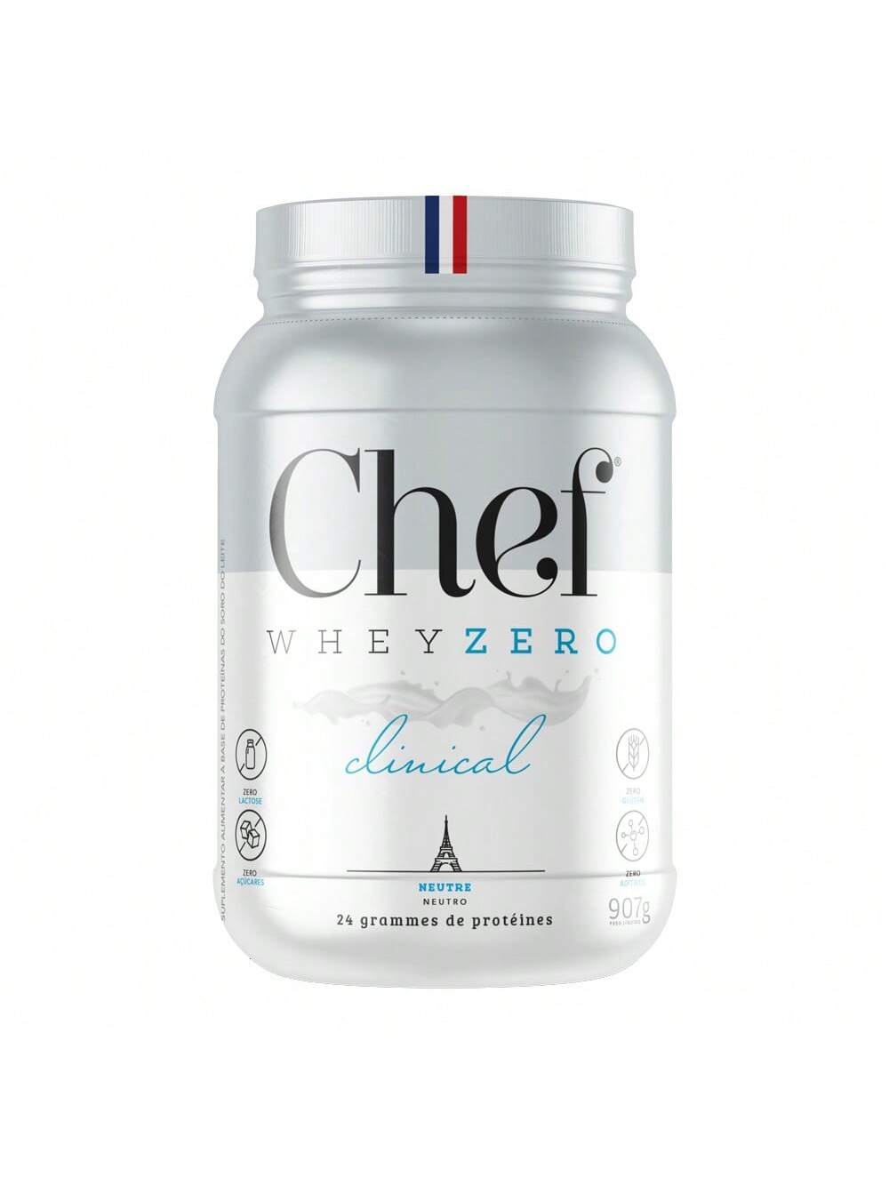 Chef Whey Clinical 907g - Whey Puro Sem Sabor | Zero Lactose