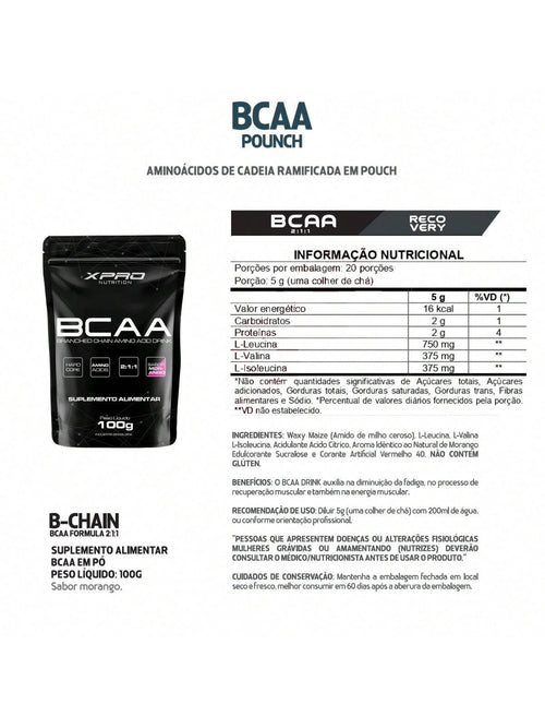 BCAA 100G MORANGO REFIL XPRO