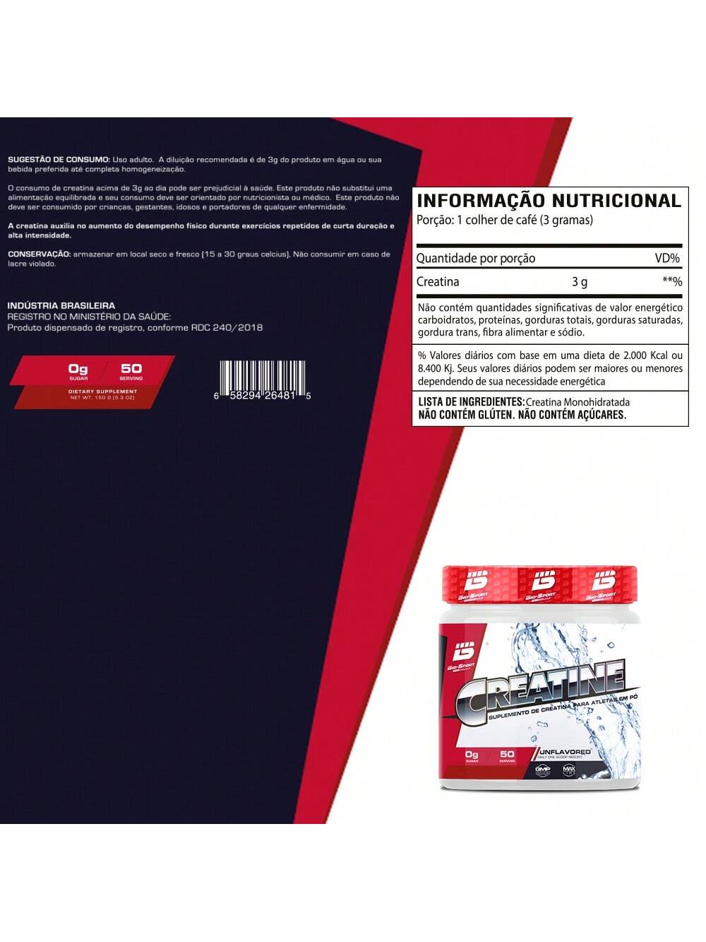 Creatine Max Pura 300g - Força e Performance | Bio Sport