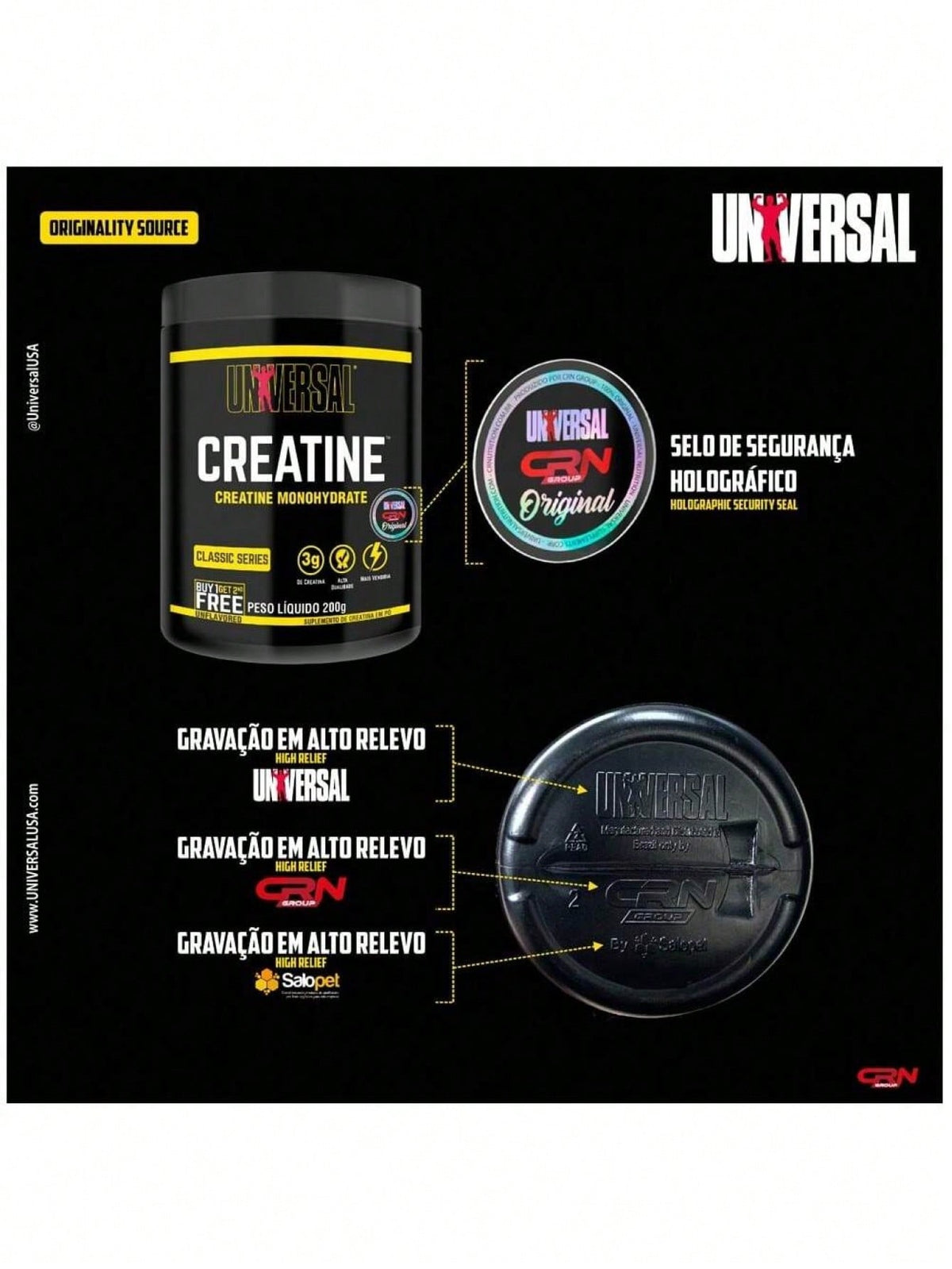 Creatina Monohidratada 300g - Força e Performance | Universal Nutrition