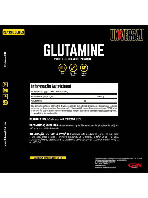 Glutamina 300g - Suporte Imunológico e Recuperação | Universal Nutrition