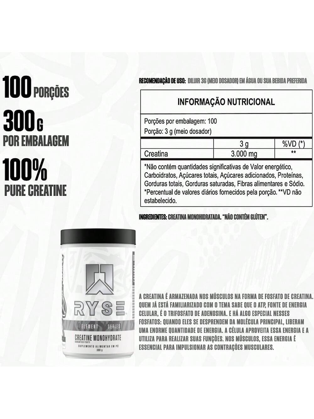 CREATINA MONOHIDRATADA 300 G - RYSE SUPPS