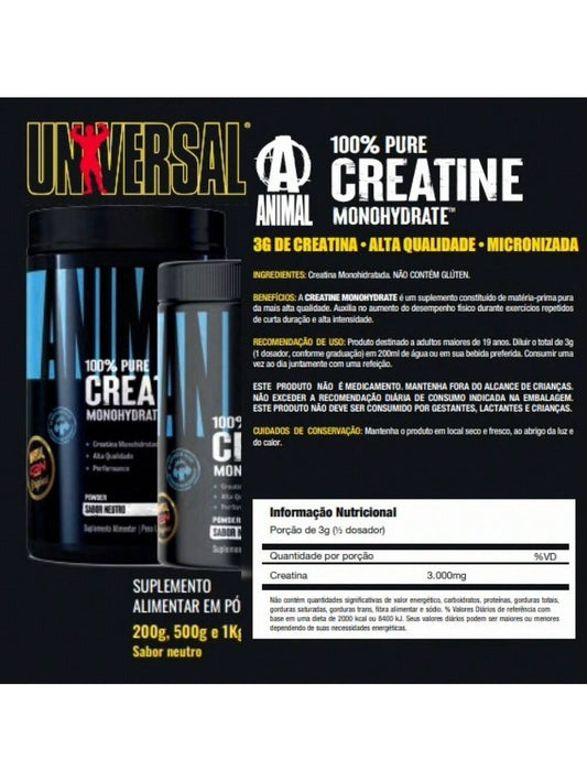 Animal Creatine 1kg - Força e Volume | Universal Nutrition