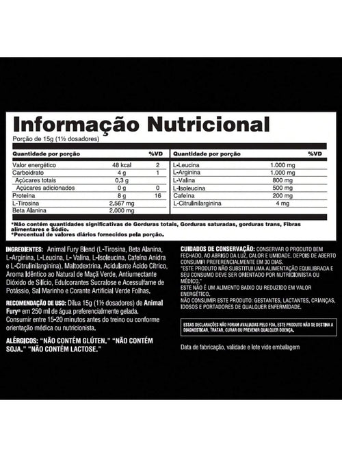ANIMAL FURY PRE WORKOUT 450G MAv A VERDE