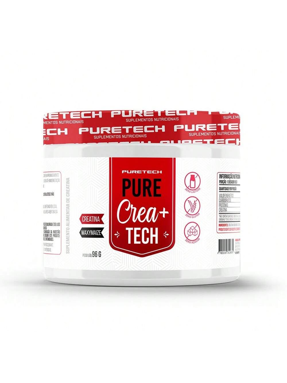 Pure Crea+Tech 96g - Creatina com Carboidrato | Puretech