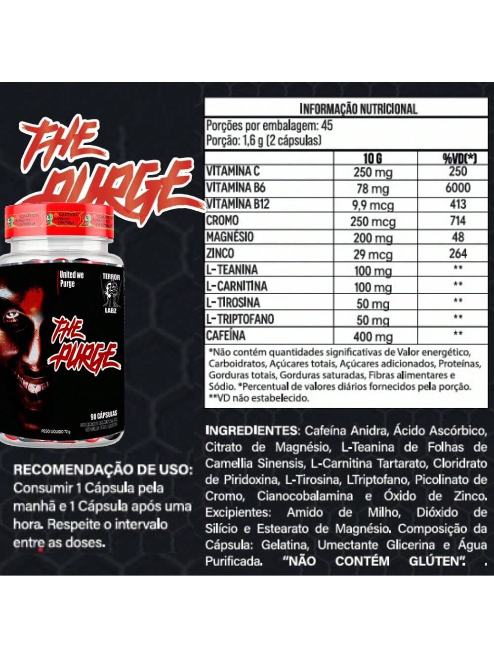 The Purge 90 Cápsulas - Suporte para Controle de Apetite | Terror Labs