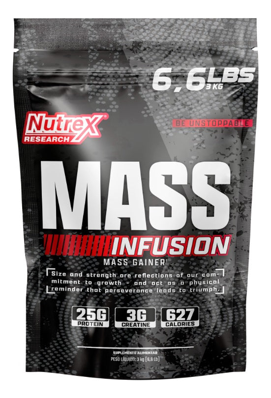 Mass Infusion Gainer 3kg - Morango | Com Creatina | Nutrex