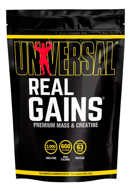 Real Gains 3kg - Strawberry Ice Cream | Hipercalórico Universal
