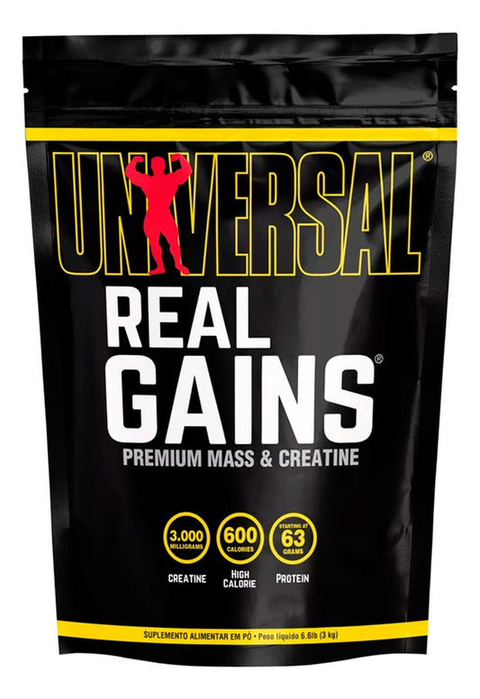 Real Gains 3kg - Strawberry Ice Cream | Hipercalórico Universal