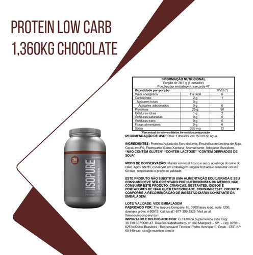 Isopure Low Carb Whey Isolado 1.36kg - Chocolate | Isopure