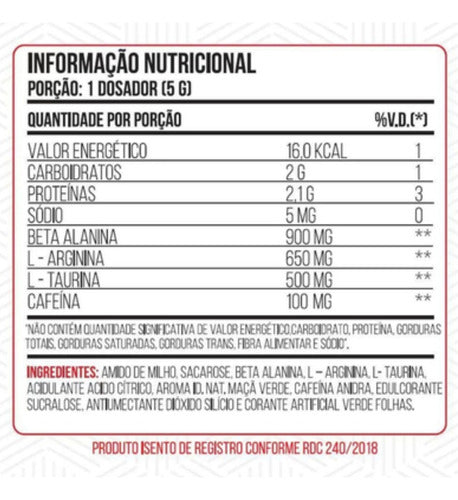 PURE PRE WORKOUT 100G PURETECH MAÇÃ VERDE