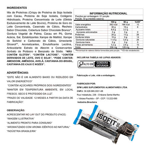 ISOFIT PROTEIN BAR DISPLAY 12 UNIDADES COOKIES & CREAM