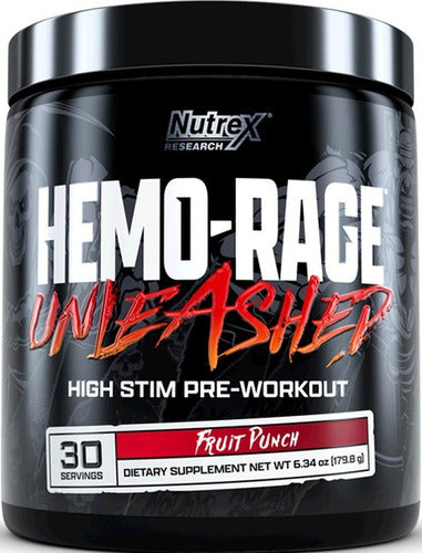 Hemo Rage Unleashed 180g - Ponche de Frutas | Pré-Treino | Nutrex