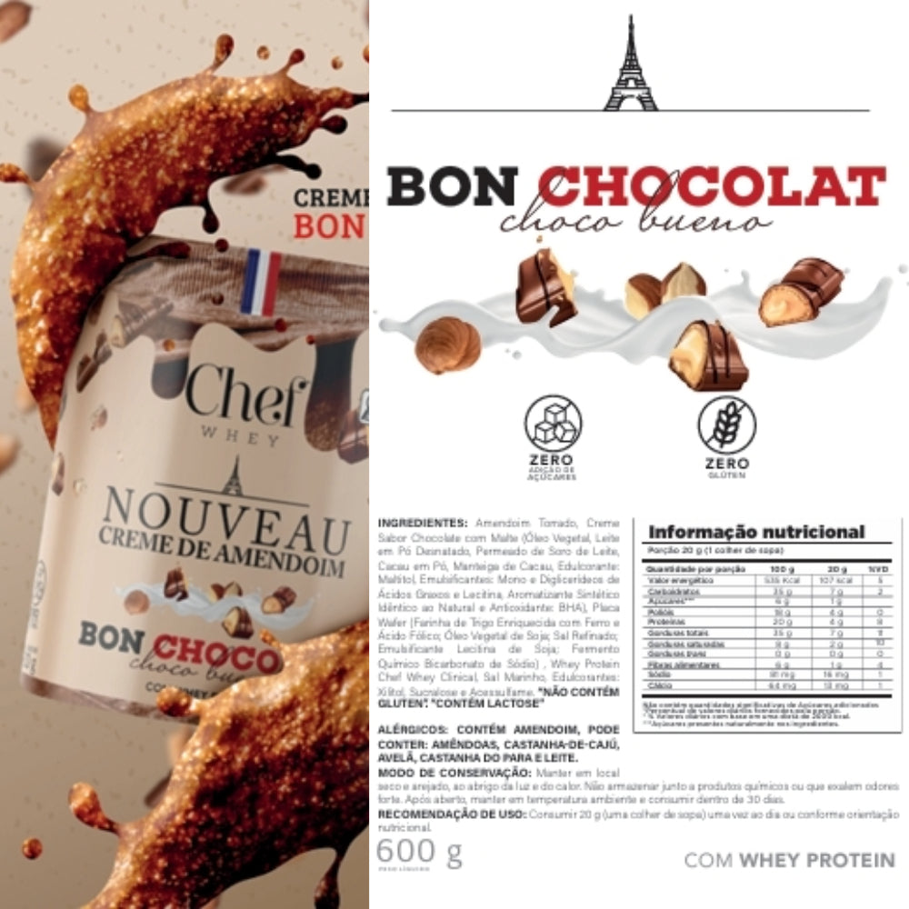 Pasta de Amendoim Choco Bueno 600g - Com Whey | Chef Whey