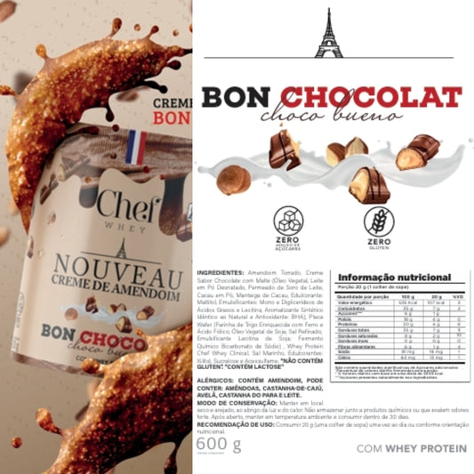 Pasta de Amendoim Choco Bueno 600g - Com Whey | Chef Whey