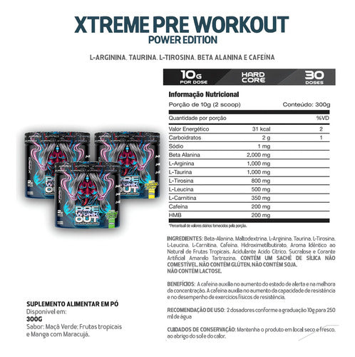 Xtreme Pre-Workout 300g Maçã Verde - Explosão de Energia | XPro Nutrition