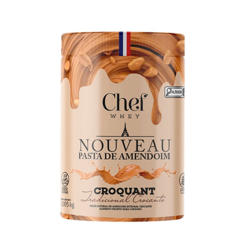 Pasta de Amendoim Crocante 1kg - Com Whey Protein | Chef Whey
