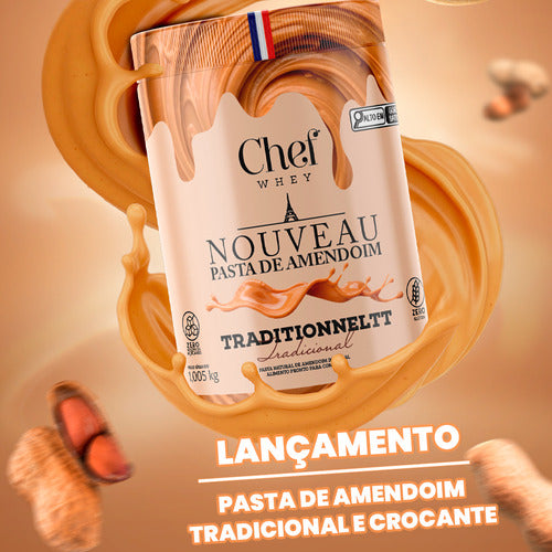 Pasta de Amendoim Tradicional 1kg - Com Whey Protein | Chef Whey