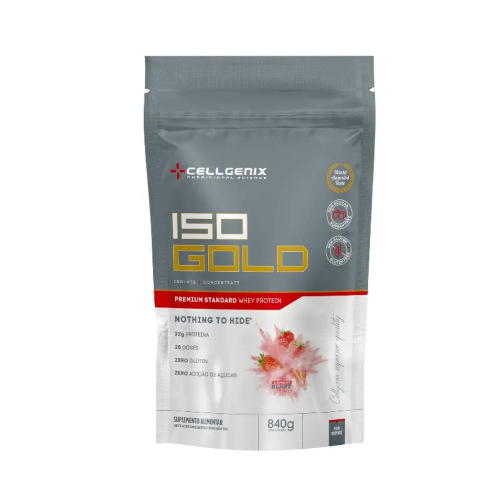 Iso Gold Whey Protein 840g (Refil) - Morango | Cellgenix