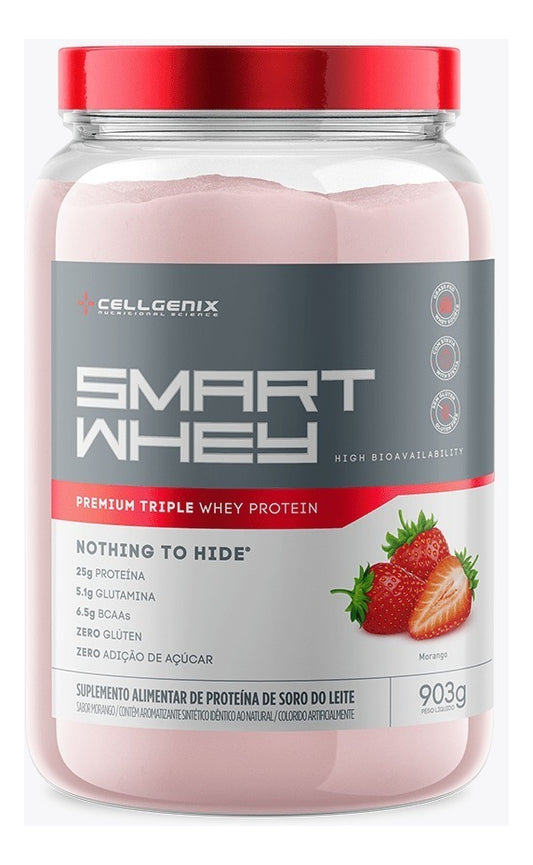 SMART WHEY ZERO LACTOSE 903G MORANGO - CELLGENIX