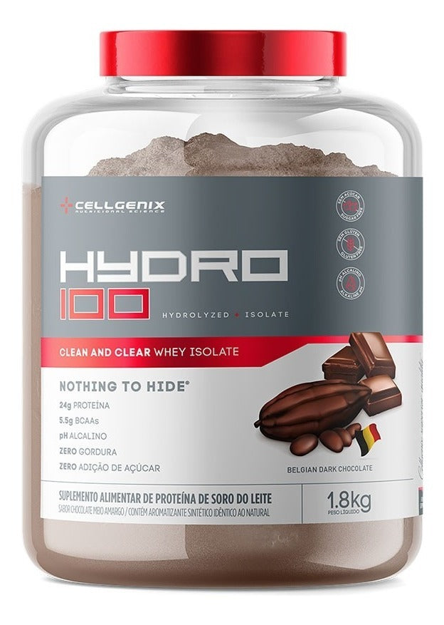 Hydro 100 Whey Hidrolisado 1.8kg - Chocolate Belga | Recuperação de Elite