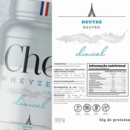 Chef Whey Clinical 907g - Whey Puro Sem Sabor | Zero Lactose