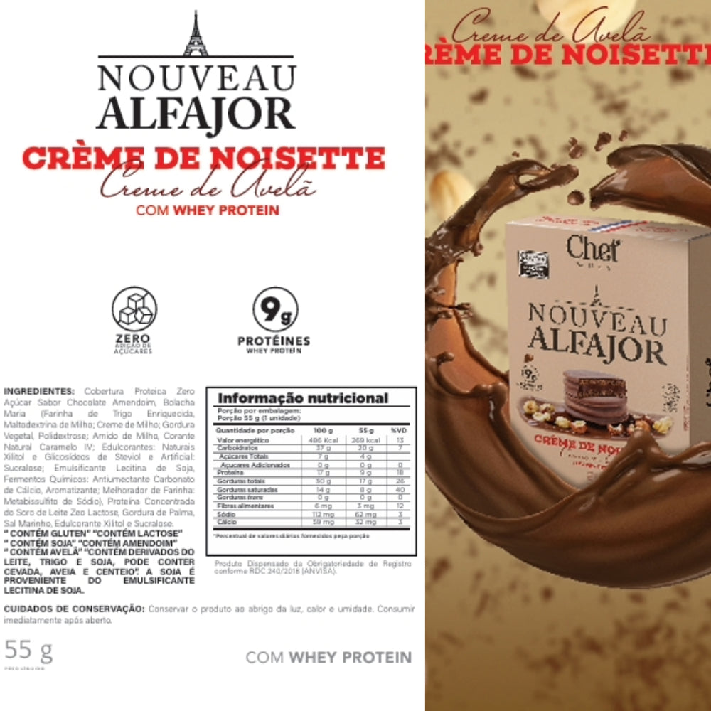 Alfajor Proteico (Caixa 6un) - Creme de Avelã | Chef Whey