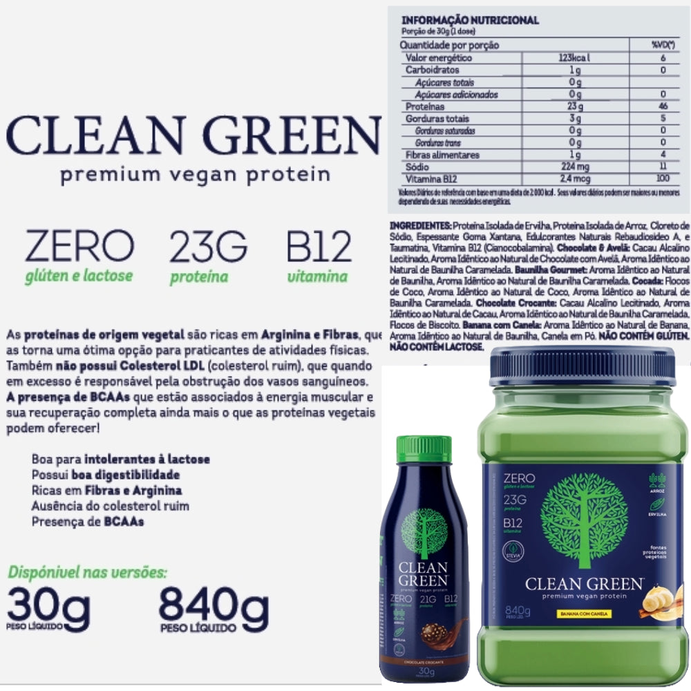 Clean Green Protein 840g Chocolate Crocante - Proteína Vegana | Cellgenix