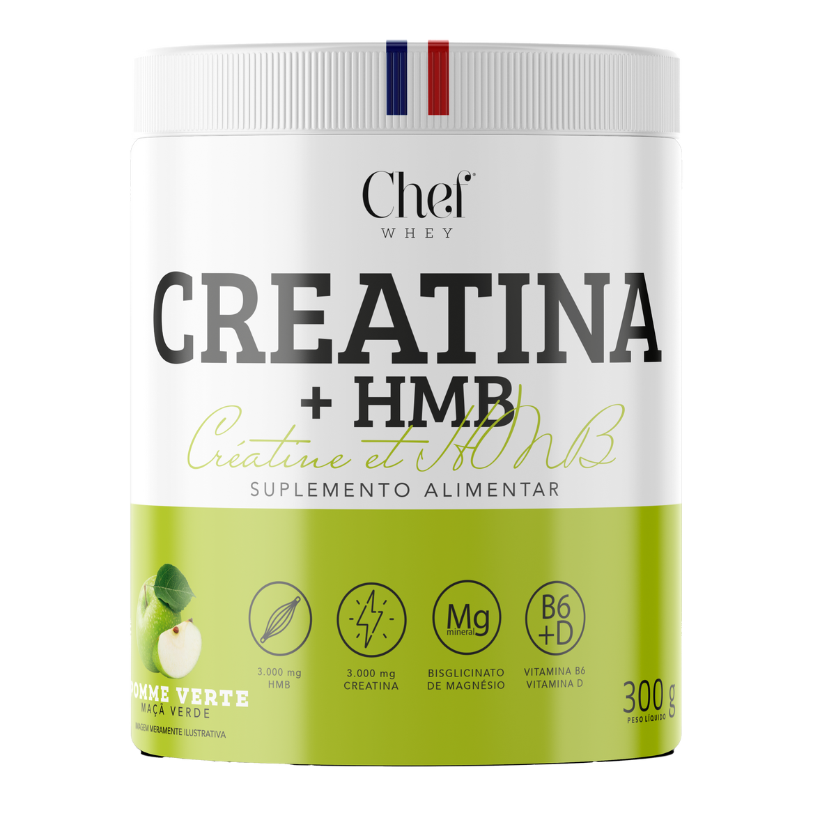 Creatina + HMB 300g Maçã Verde | Chef Whey