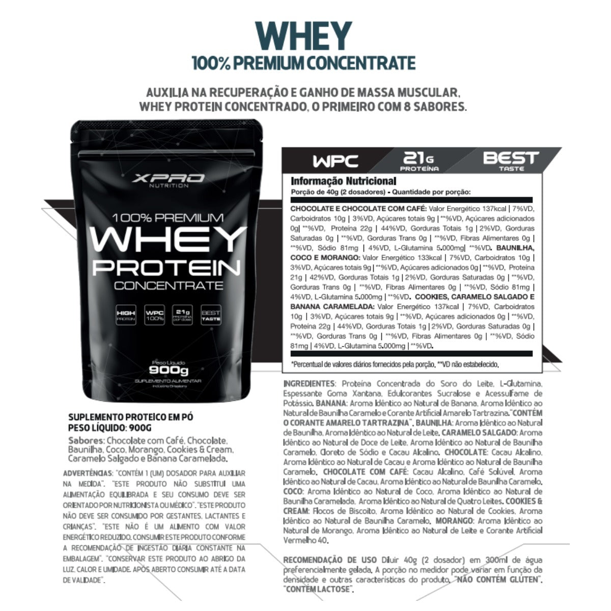 100% WHEY PROTEIN CONCENTRATE 900G REFIL COOKIES XPRO