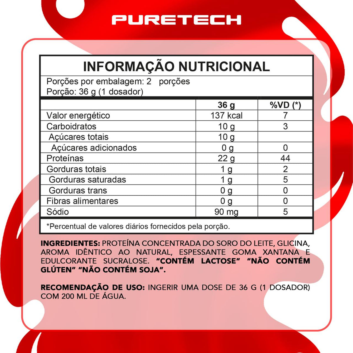 100% PURE WHEY PURETECH 900G MORANGO REFIL