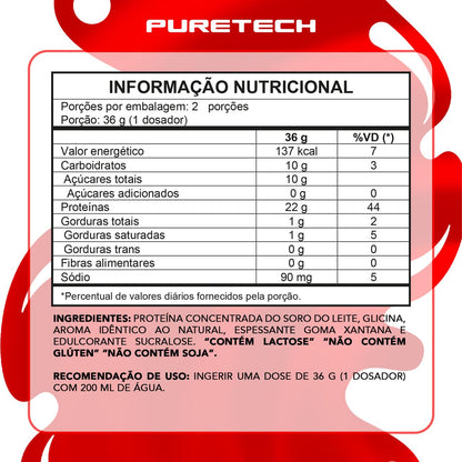 100% PURE WHEY PURETECH 900G MORANGO REFIL