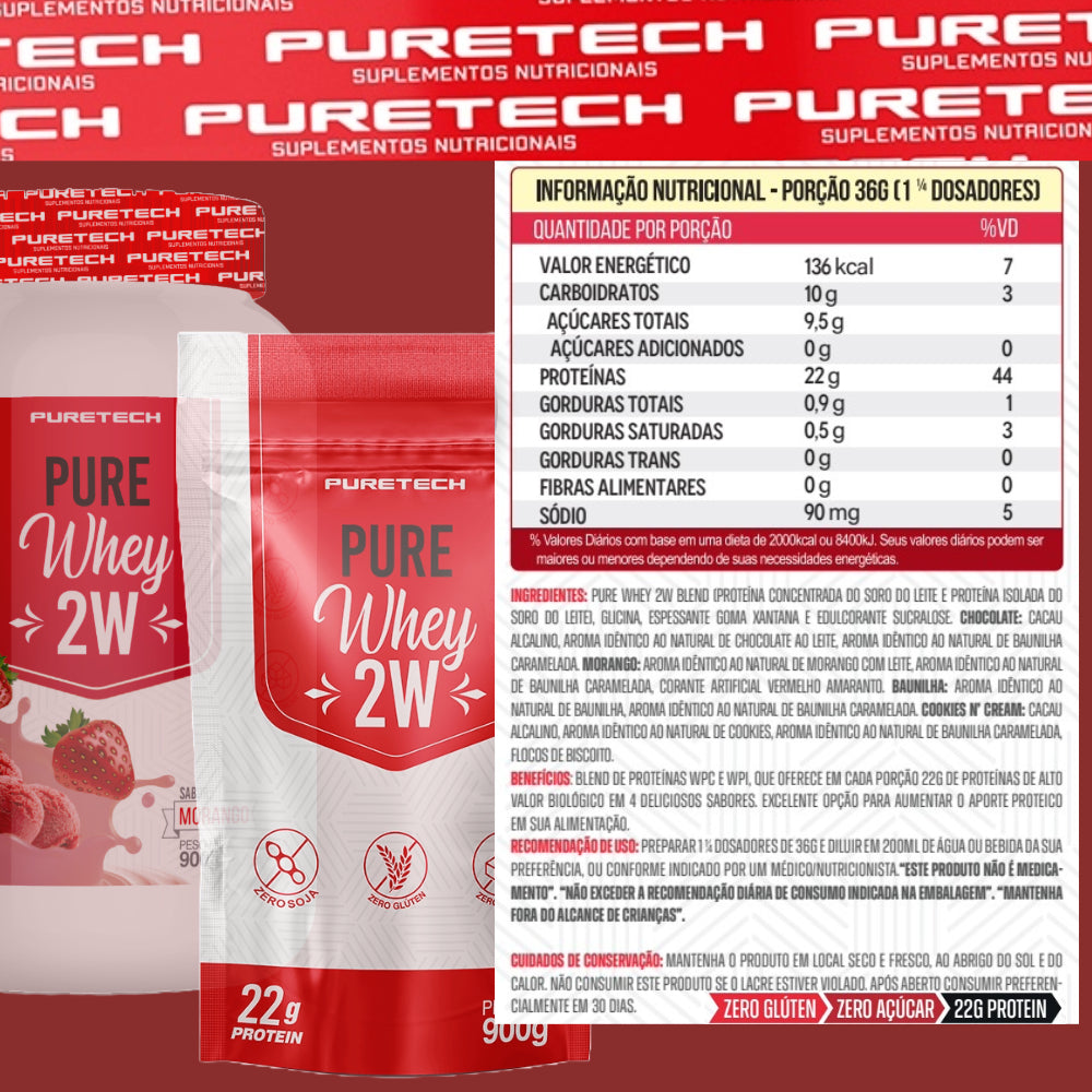 WHEY PURE 2W PURETECH 900G BAUNILHA REFIL