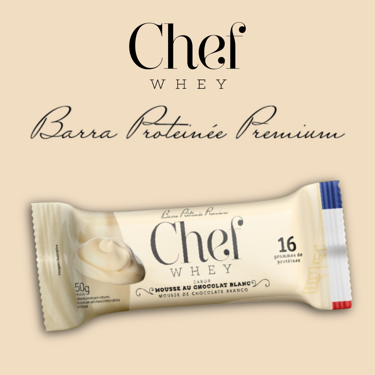 DISPLAY CHEF WHEY BAR MOUSSE CHOCOLATE BRANCO 12 UNIDADES