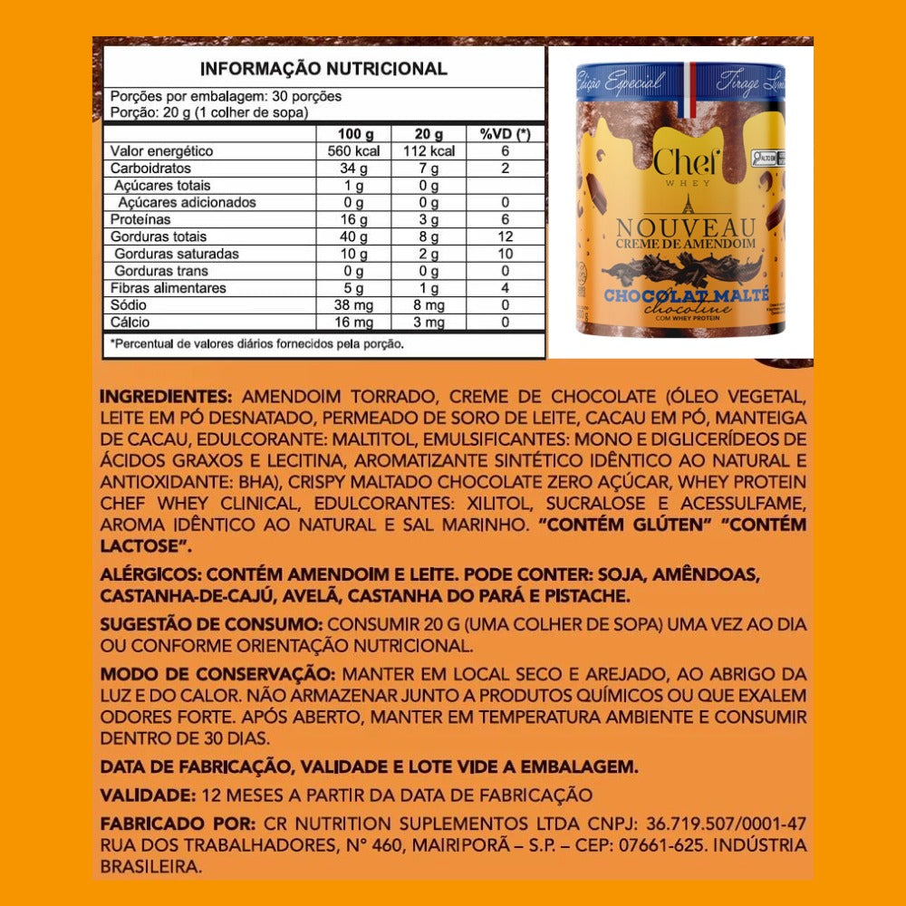 CREME DE AMENDOIM CHOCOTINE 600G - CHEF WHEY