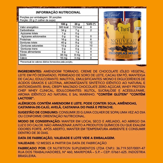 CREME DE AMENDOIM CHOCOTINE 600G - CHEF WHEY