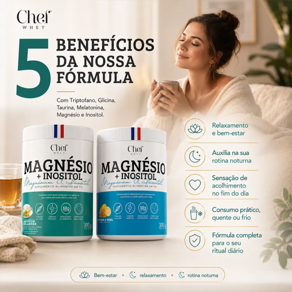 MAGNÉSIO + INOSITOL 300g - ERVA DOCE, CAPIM LIMÃO E ERVA CIDREIRA