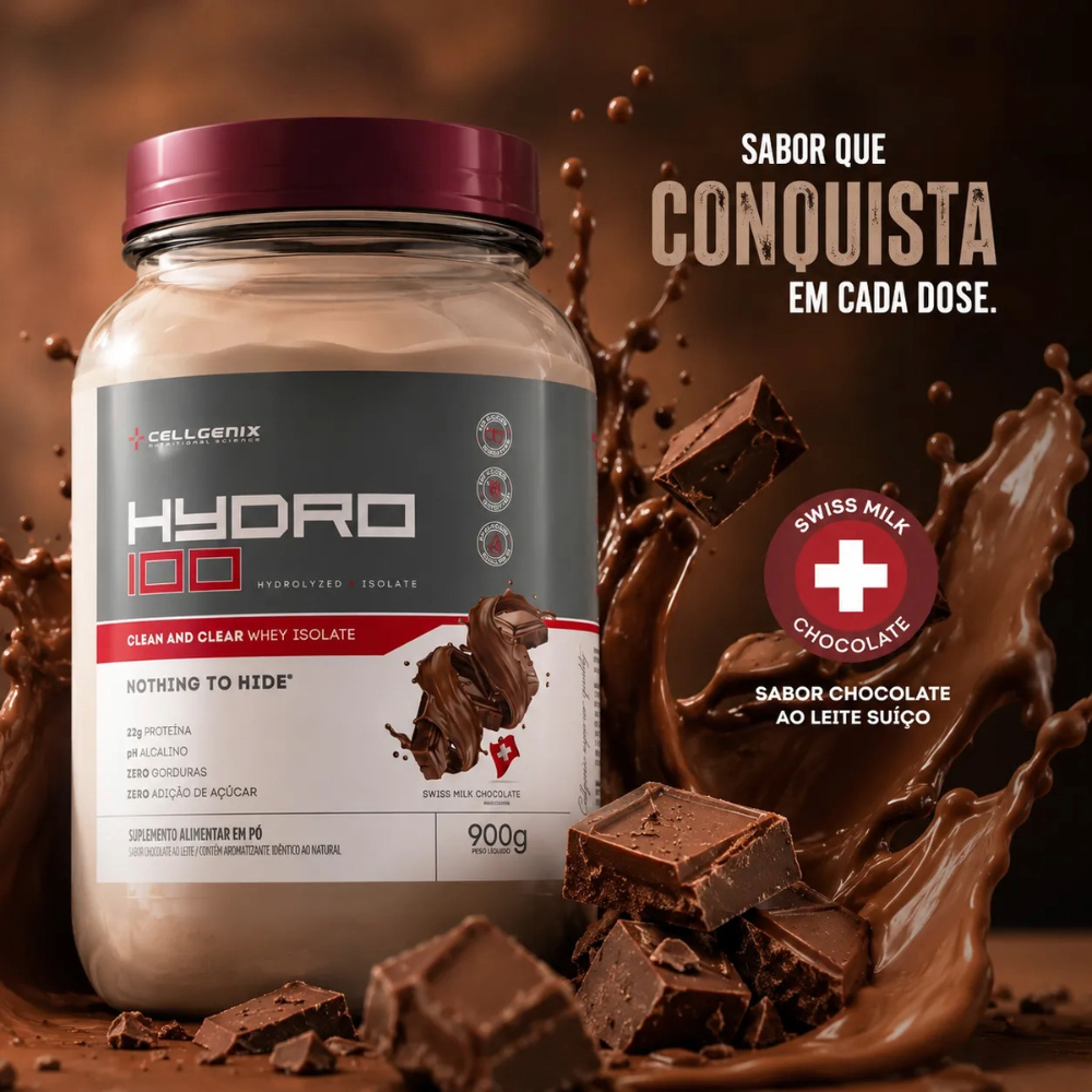 HYDRO 100 900G CHOCOLATE SUICO - CELLGENIX