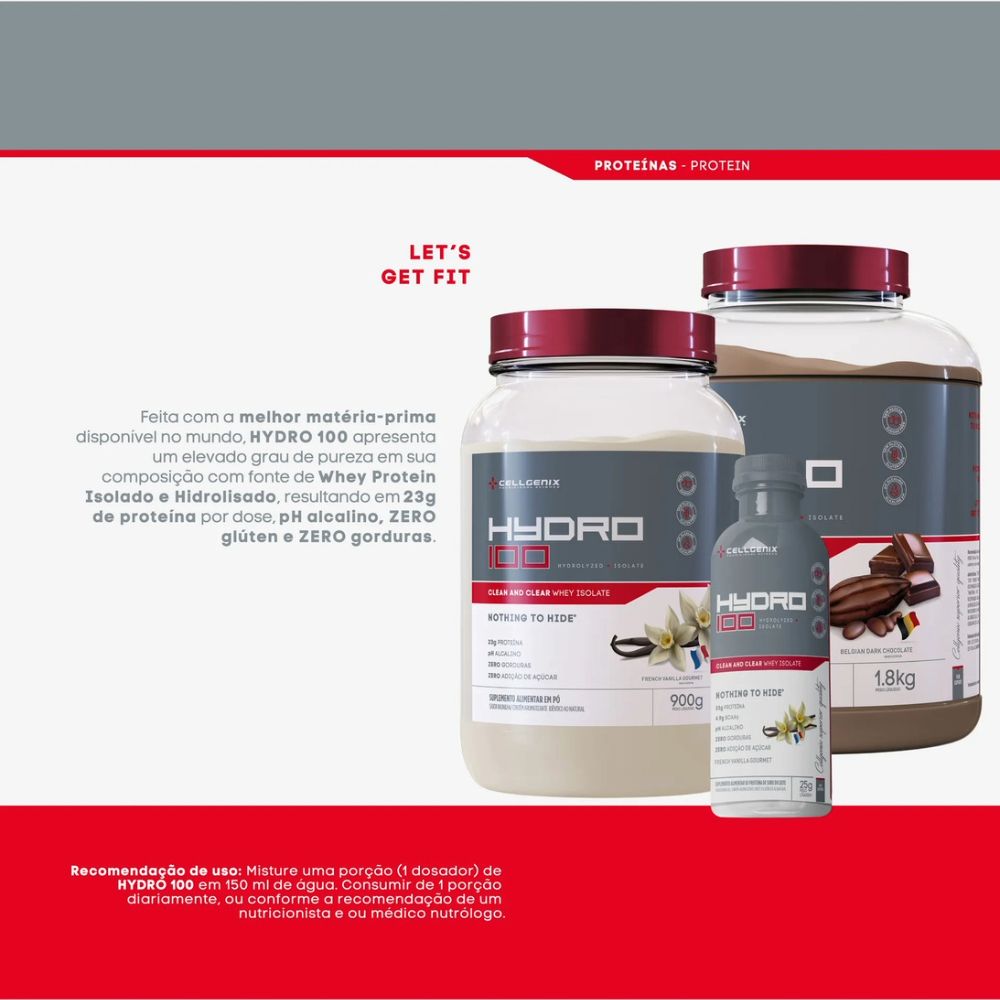 HYDRO 100 900G CHOCOLATE SUICO - CELLGENIX