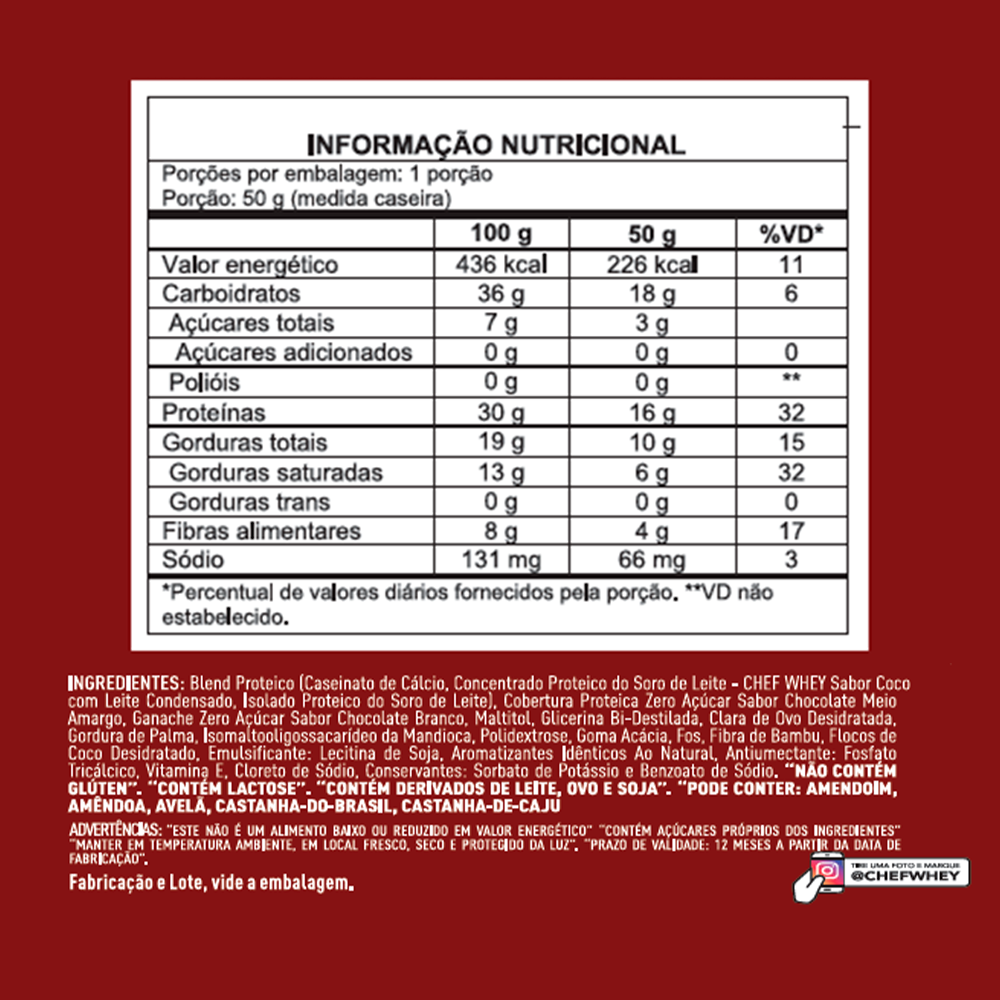 DISPLAY CHEF WHEY BAR MOUSSE CHOCOLATE BRANCO 12 UNIDADES