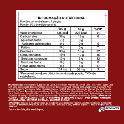 DISPLAY CHEF WHEY BAR MOUSSE CHOCOLATE BRANCO 12 UNIDADES