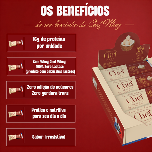 DISPLAY CHEF WHEY BAR MOUSSE CHOCOLATE BRANCO 12 UNIDADES
