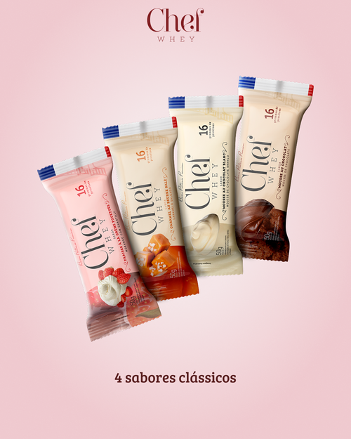 DISPLAY CHEF WHEY BAR MOUSSE CHOCOLATE BRANCO 12 UNIDADES