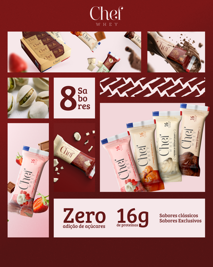 DISPLAY CHEF WHEY BAR MOUSSE CHOCOLATE BRANCO 12 UNIDADES